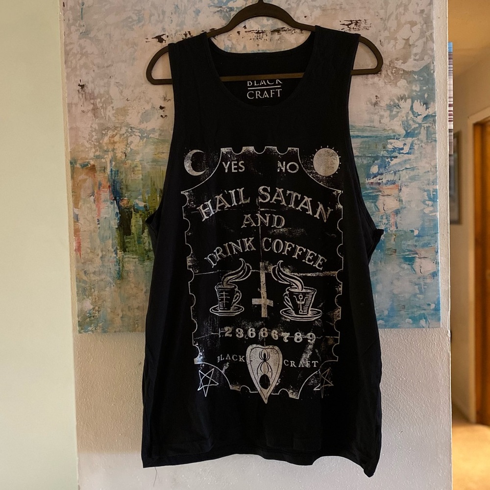 Blackcraft Cult Hail Satan and Drink Coffee Tank